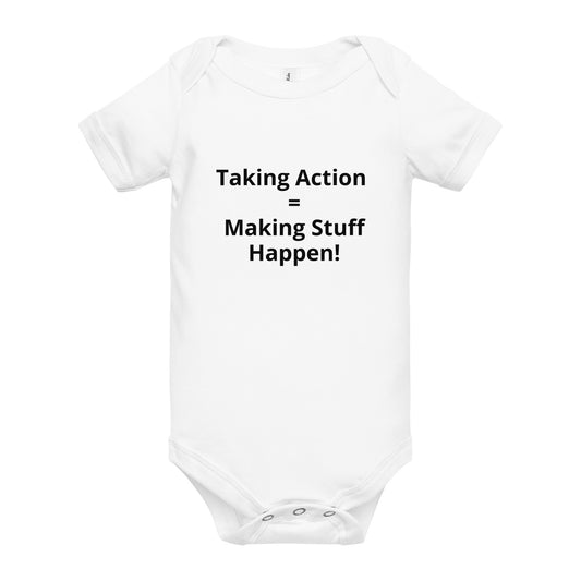 Taking Action Baby Onesie